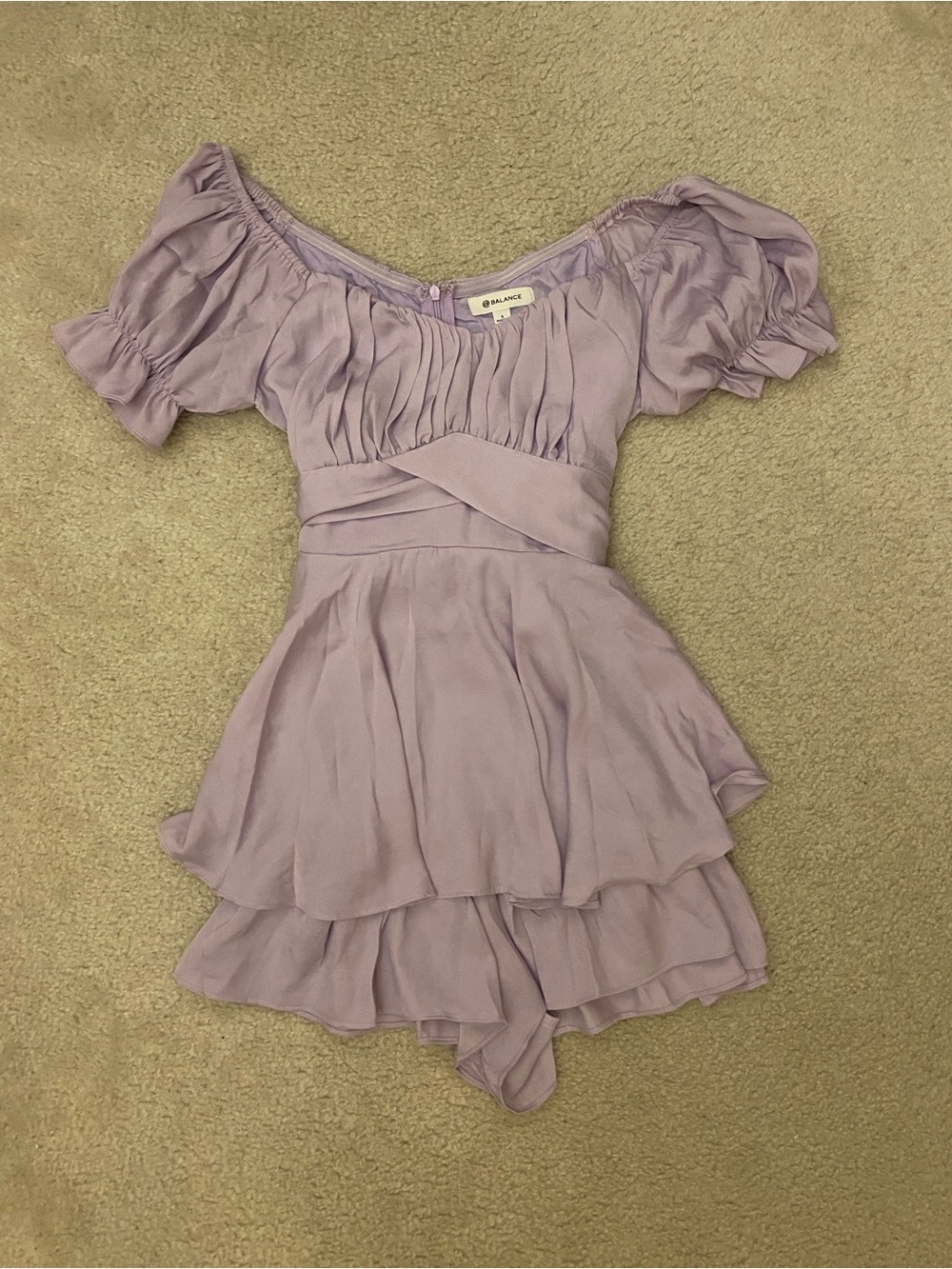 Lilac Off-Shoulder Ruffled Mini Dress
